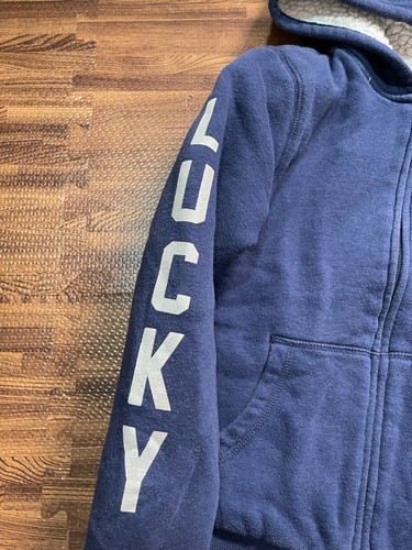 The Original Lucky Brand Lined Hoodie Full Zip Blue Size S 7/8 - Picture 3 of 5