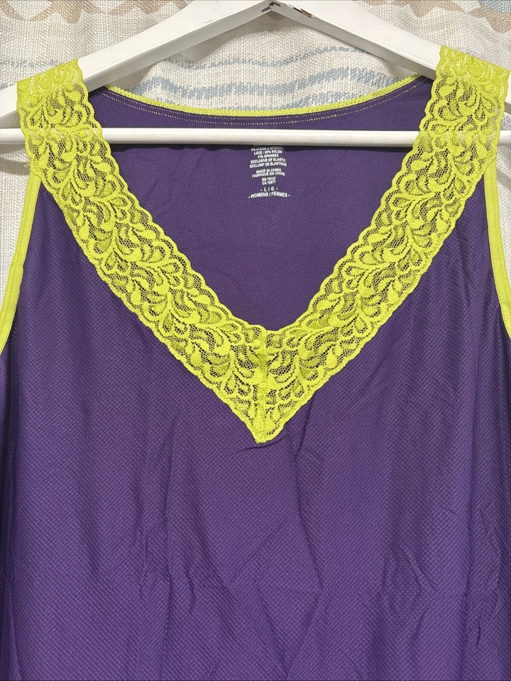 Camiseta sin mangas ExOfficio Give-N-Go de encaje para mujer glicina púrpura/verde grande nueva con etiquetas Foto 2 de 4