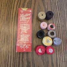 VTG  Collingbourne's Box Mending Floss + Misc Spools and Tatting Cotton
