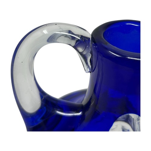 Vintage Bohemian Blue Crystal Decanter Set 6 Cut to Clear Shot Glass Tokyo Japan - Picture 17 of 24