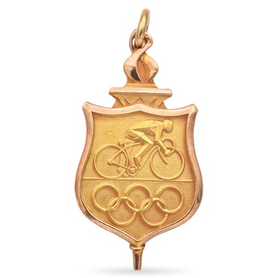 Vintage 10K Gelbgold Olympia Radfahrer Metall Charm Anhänger