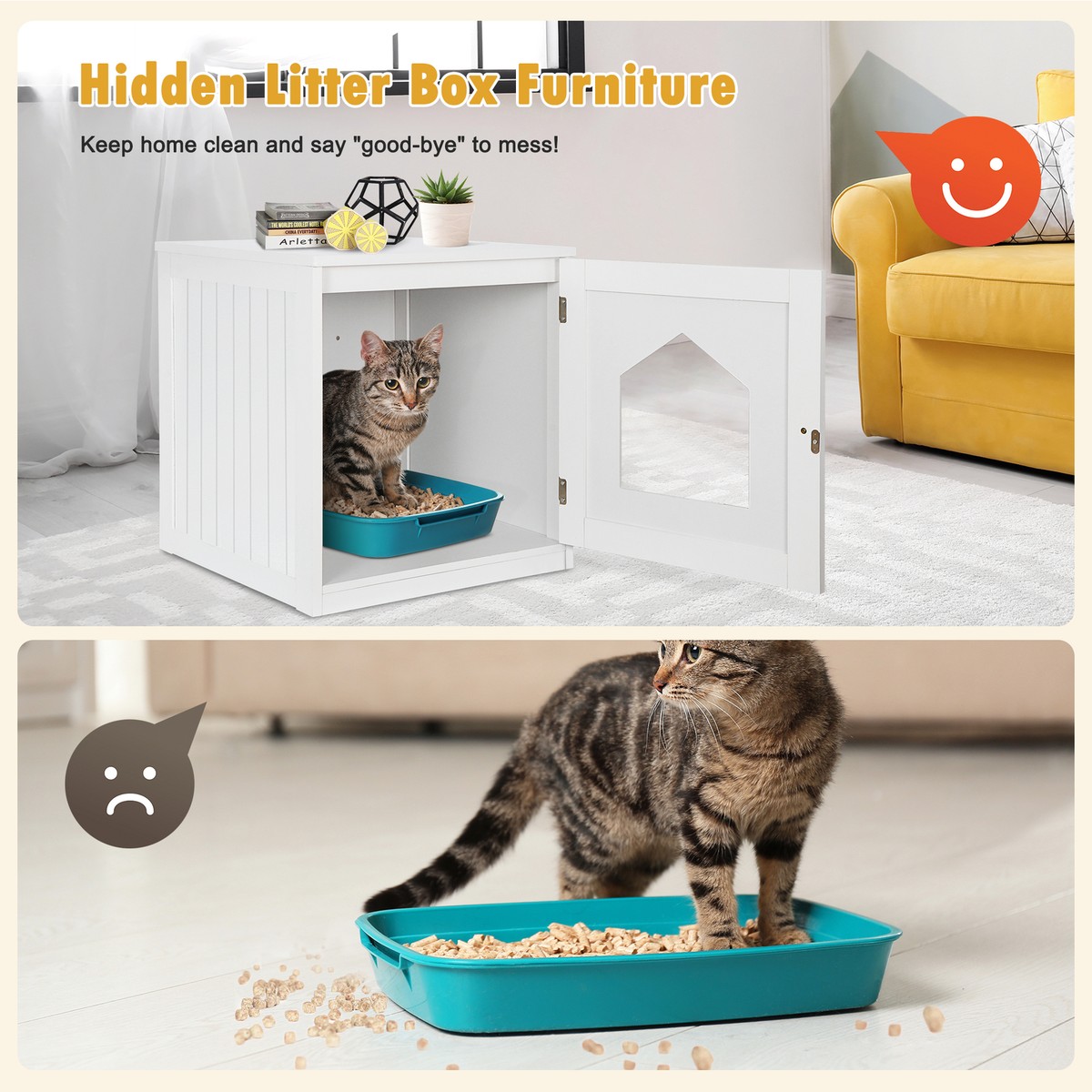 Cat Litter Furniture Hidden FUFU&GAGA Modern Cat Litter Box