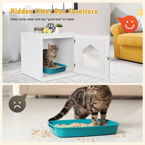 18.90" Cat Cube Bed Cave Litter Box Pet Enclosed House Play Condo Tower Hide - Picture 3 of 24