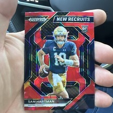 2024 Prizm Draft Picks Football Sam Hartman New Recruits Red Cracked Ice #NR-SHN