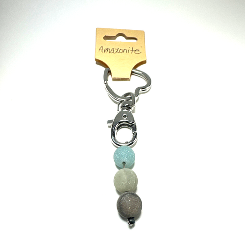 Amazonite Green Round Gemstone 3" Key Ring NEW Handcrafted Hope Inner Strength