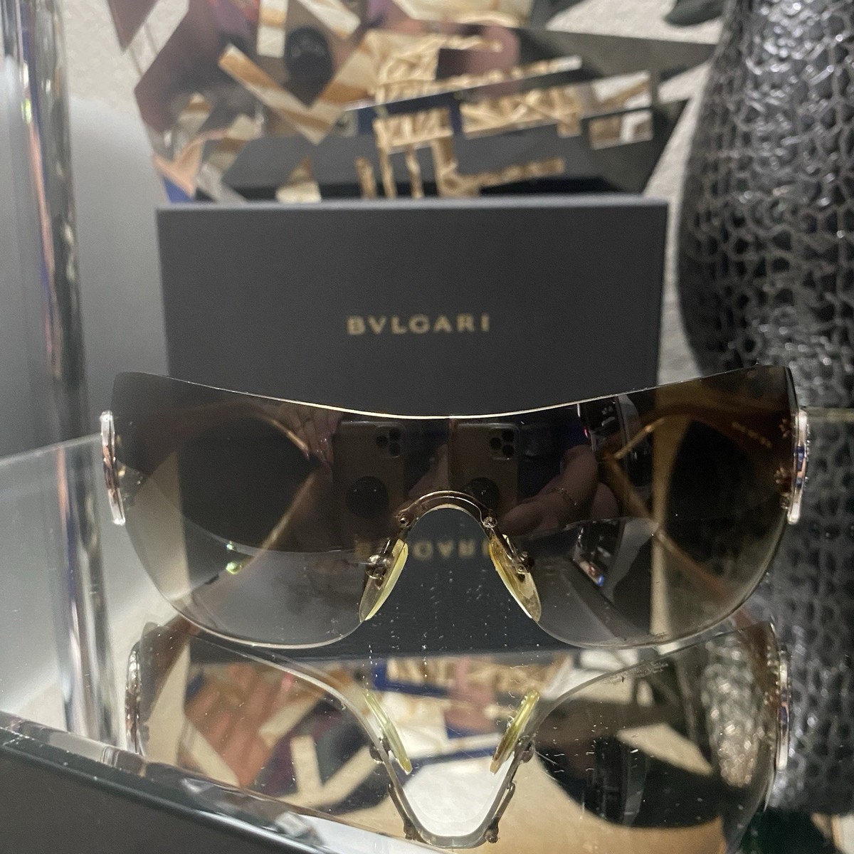 Bvlgari Sunglasses 8014-B Brown Champagne Shimmer Swarovski
