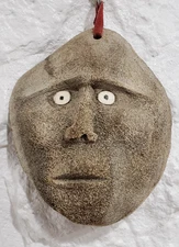 Antique Fossilized Whale Bone Alaska Native Inuit Mask Beautiful Example