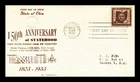 US COVER OHIO STATEHOOD 150TH ANNIVERSARY FDC SCOTT 1018 MASONIC CACHET