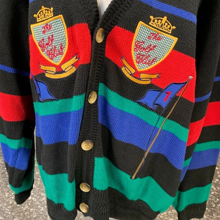 Cárdigan suéter a rayas vintage Hathaway de golf tejido abuelo grande para hombre Foto 2 de 4