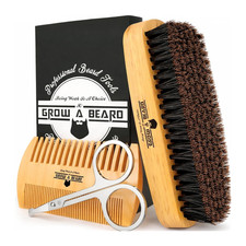 Beard Grooming Kit Men Beard Brush Comb Scissors Set Gift for Dad Travel