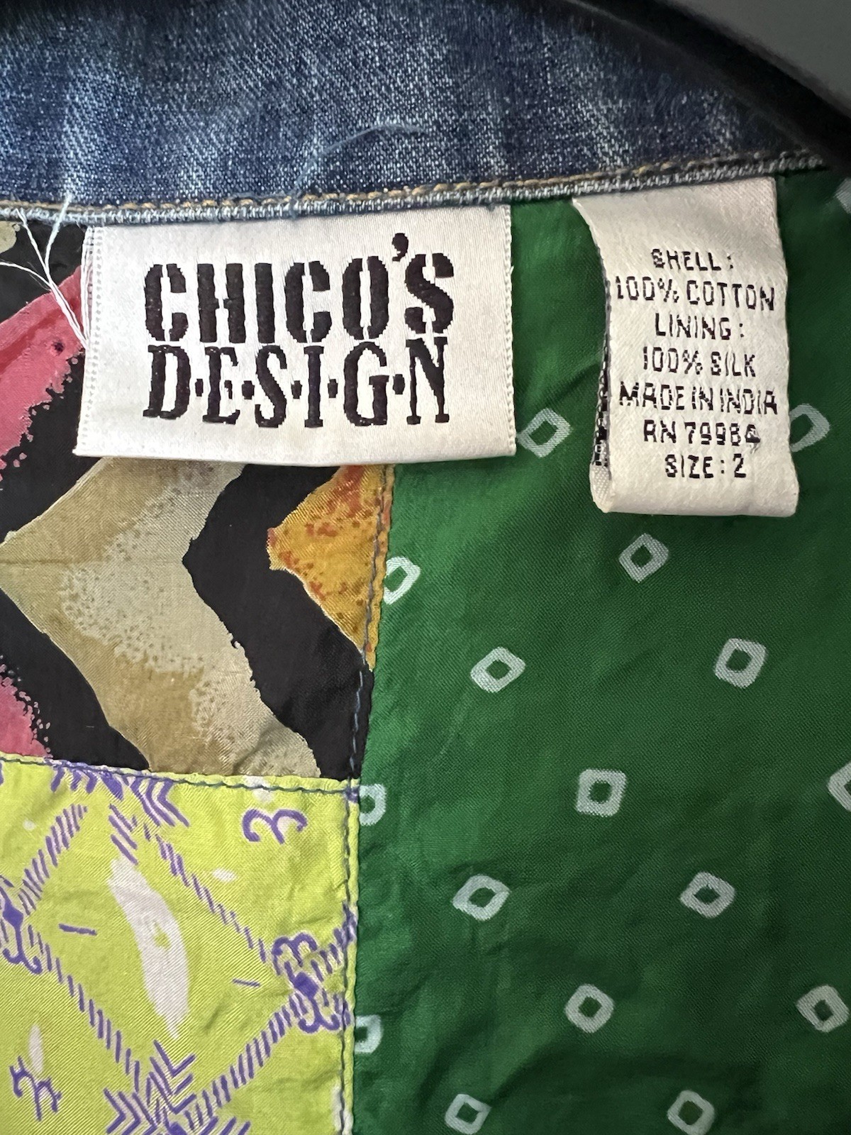 Chico’s Design Patchwork Silk Lined Sleeveless De… - image 2