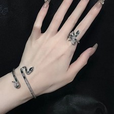 Womens Enamel Snake Ring Open Band Serpent Alloy Jewelry Electroplate Fashion