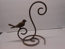 Cast Iron Scrolls Plant Hanger Bracket Hook Bird Garden Decor Brown Tabletop