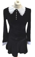 POP Designer Black, White Trim Velvet Feel Lined Dress U.K. 10