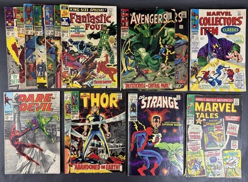 Vintage Lot of 10+ 1960s Marvel Comic Books The Avengers, Thor, Fantastic Four
