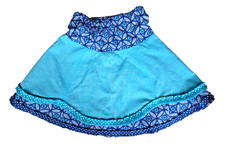 Girl's double skirt, handmade, size 3-4, turquoise polka dot over lt. blue print