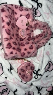 Juicy Couture pink leopard heart tote with coin purse and bag charm