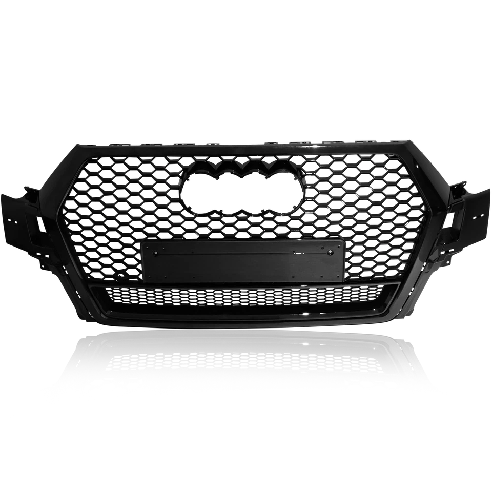 Глянцевая черная решетка в стиле RSQ7 для переднего бампера с сотовой сеткой для Audi Q7 2016-2019 годов выпуска - Изображение 2 из 4
