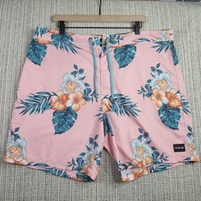 Hurley Phantom Board Shorts Mens 38 Pink Floral Tropical Swim Trunks Beach Surf