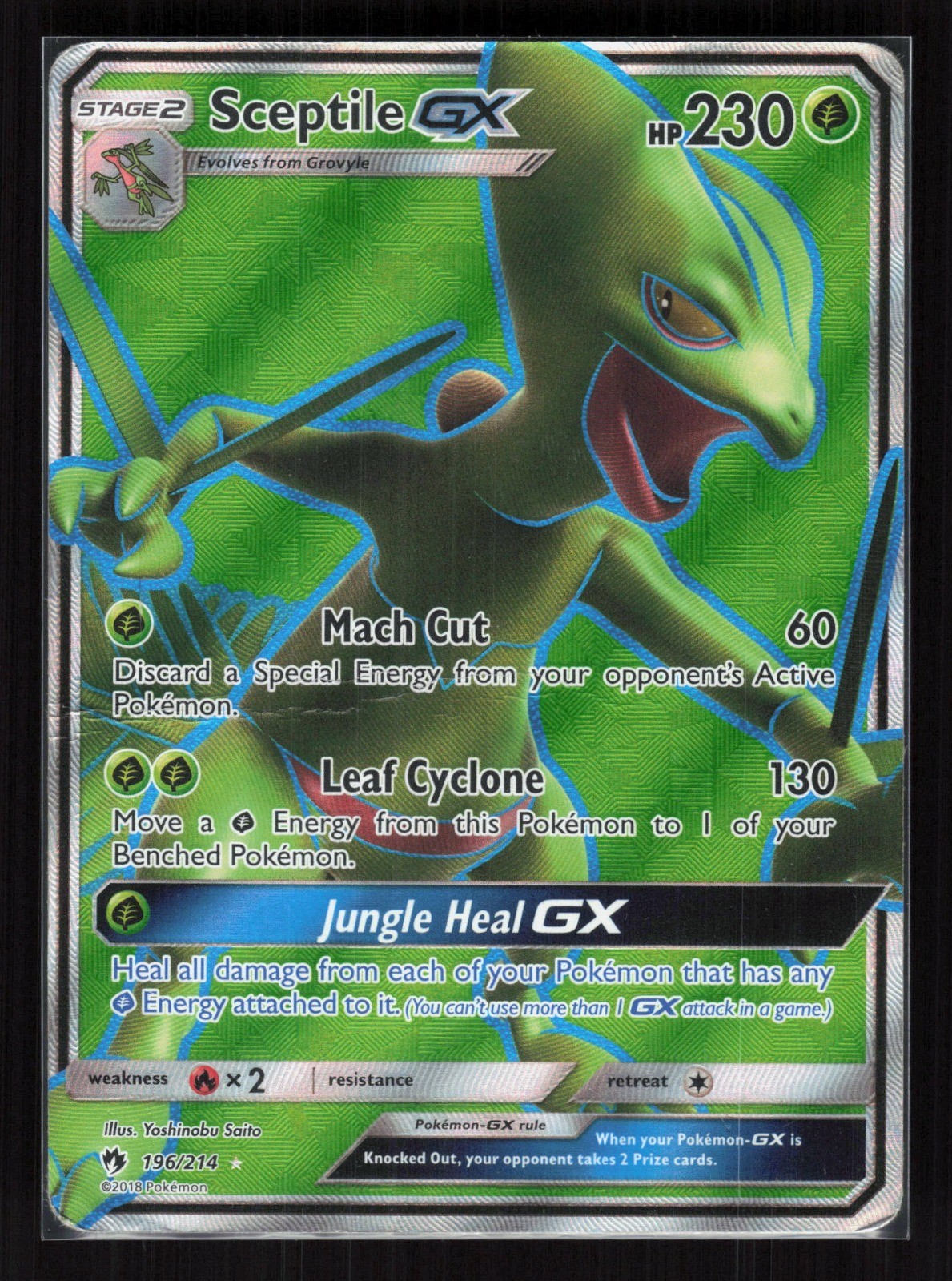Sceptile GX (Full Art) Holo Ultra Rare Pokemon SM - Lost Thunder 196/214 HP/DMG
