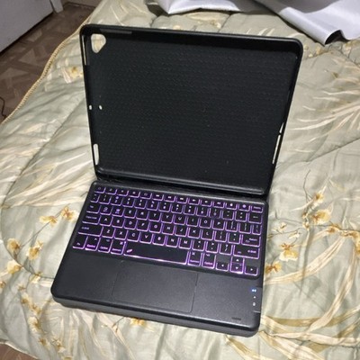 Black Rigid Plastic Keyboard Folio Case with Backlit Keys & Integrated Stand