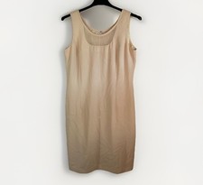 Farouche Vintage Beige Sheath Dress Made in Canada Mesh Illusion Neckline