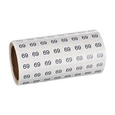 0.4" Small Round Number Stickers Roll, 1000 Pcs Circle Labels, Black Number 69