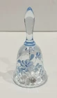 Vintage Fenton Hand Painted Glass Bell Blue Floral Signed Art Glass Decorative