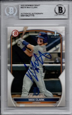 Max Clark Detroit Tigers 2023 Bowman Draft Autograph Signed Rookie Card Beckett