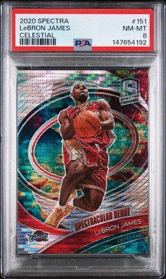 2020-21 Panini Spectra Lebron James #151 Spectacular Debut Celestial /99 PSA 8