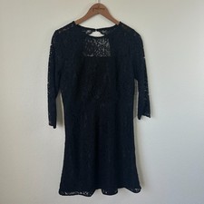 New LOFT Dress Womens 6 Black Floral Lace Cut Out Formal Cocktail Sheath LBD