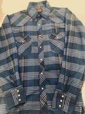 Vintage Wrangler Plaid Pearl Snap Flannel Shirt Lg 16-16.5, 31  Long