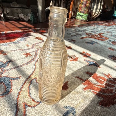 Orange Crush Embossed Soda  Bottle orange tinted Advertising Bottle - great EX-C