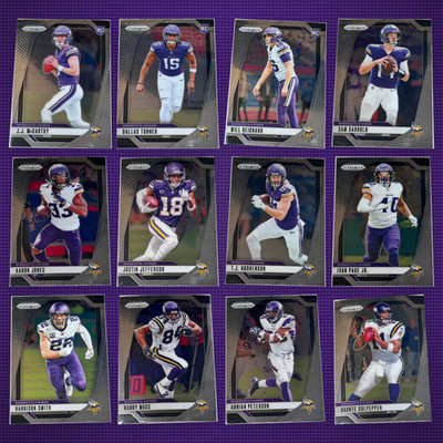 2024 Panini Prizm Minnesota Vikings Base Set (Rookies & Vets) 12 Cards