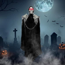 77.5" Halloween Decorations Outdoor - Moving Life-Size Skeleton Witch with Glowi