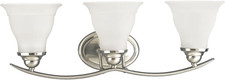 3-Light Etched Glass Traditional Bath Vanity Light, Trinity Collection, Indoor,