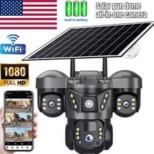 15MP 3 Lens Solar Battery Home Security Camera Wifi Wireless PTZ CCTV Outdoor