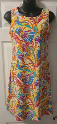 Jude Connally Beth Fanfair Apricot Sheath Dress XS Sleeveless Orange, Purple