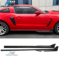 Fits 10-14 Ford Mustang GT500 Style ABS Side Skirts Rocker Panel Matte Black