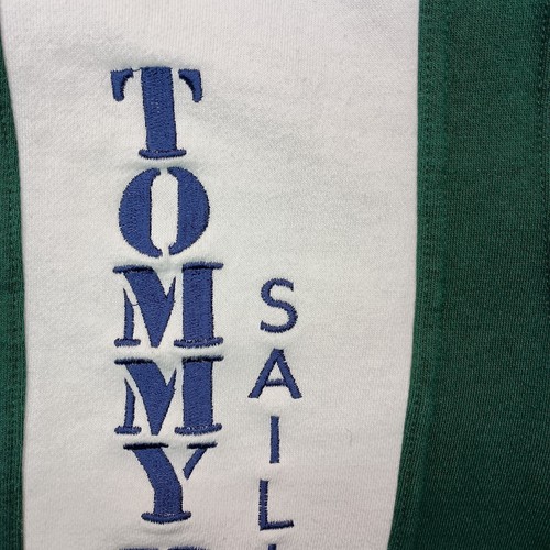 VTG Tommy Hilfiger Sailing Gear Sweatshirt Mens Large Green Spellout Color Block - Picture 8 of 8
