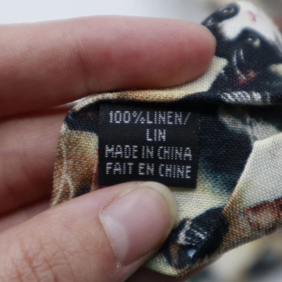 Gravata masculina de linho BDG gato O/S bege elegante carreira trabalho desgaste especialidade novidade - Imagem 2 de 4