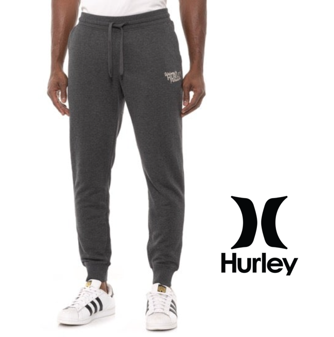 Hurley Sweatpants Welcome to Paradise Fleece Joggers Pants Mens Grey Medium
