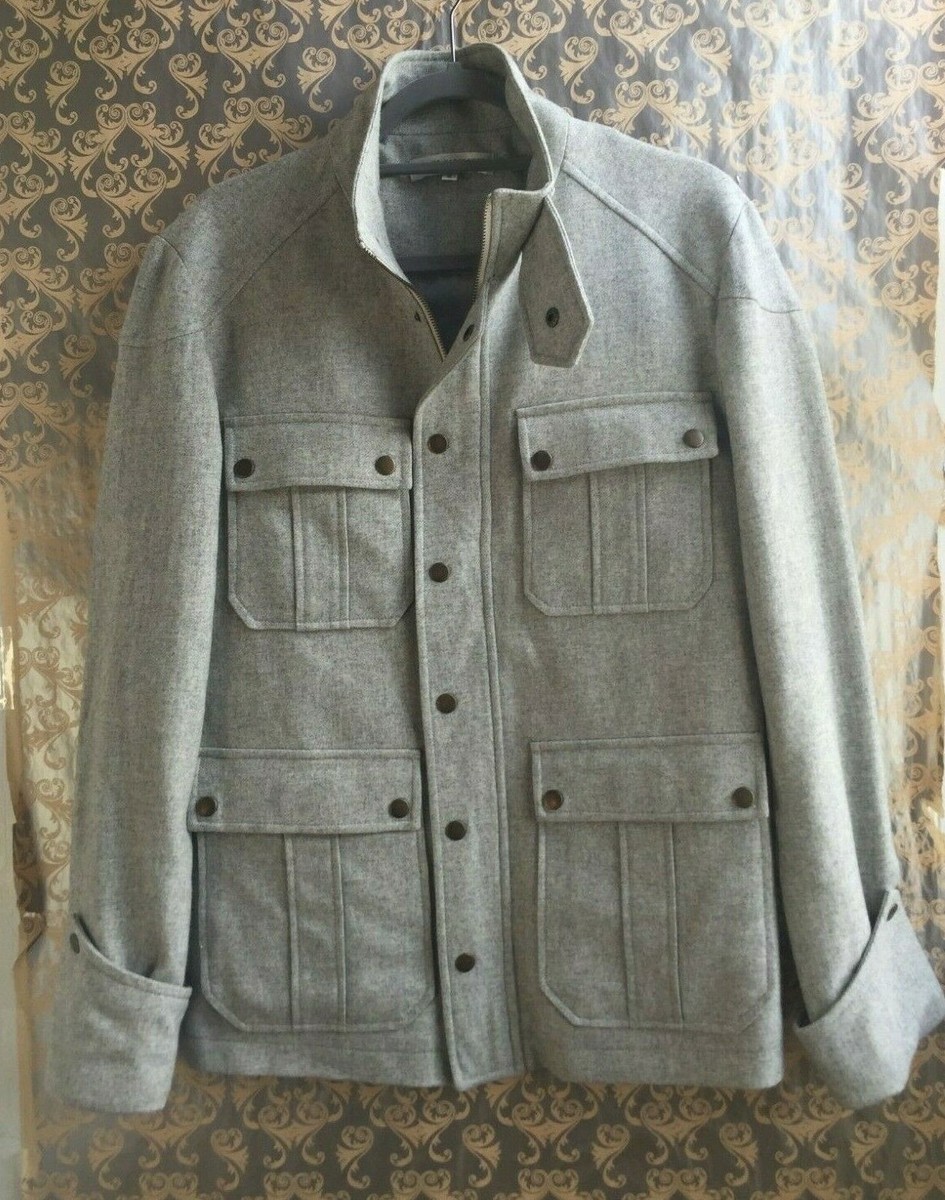 Monte Napoleone Pour Homme Military Beige Wool Throat Latch Shacket Small  Italy