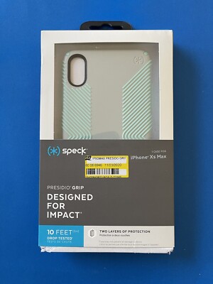 Speck Presidio Grip Case iPhone XS Max Dolphin Grey/Aloe Green