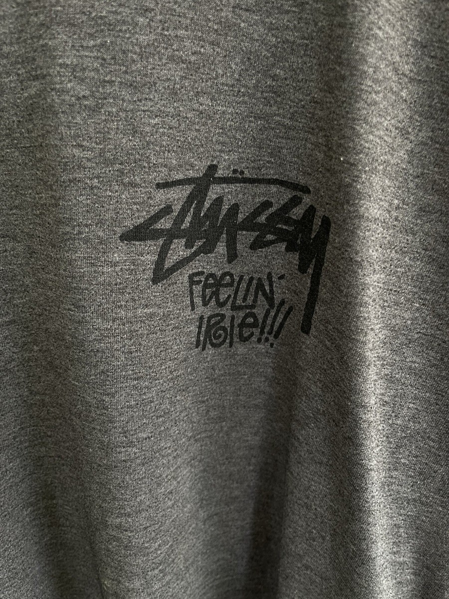 Vintage STUSSY Lion Tag Men's Sz XL T-shirt FEELIN IRIE Dark Grey