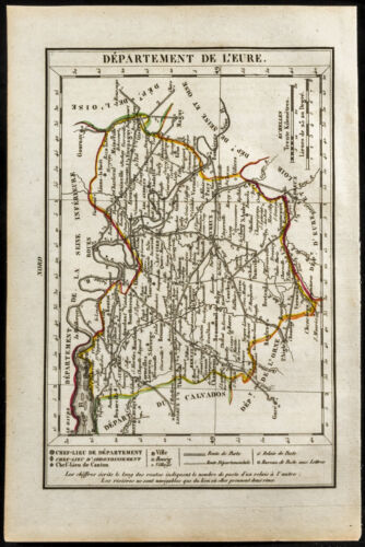 1823 - Carte de l'Eure / Xavier Girard & Roger / France département - Afbeelding 1 van 1