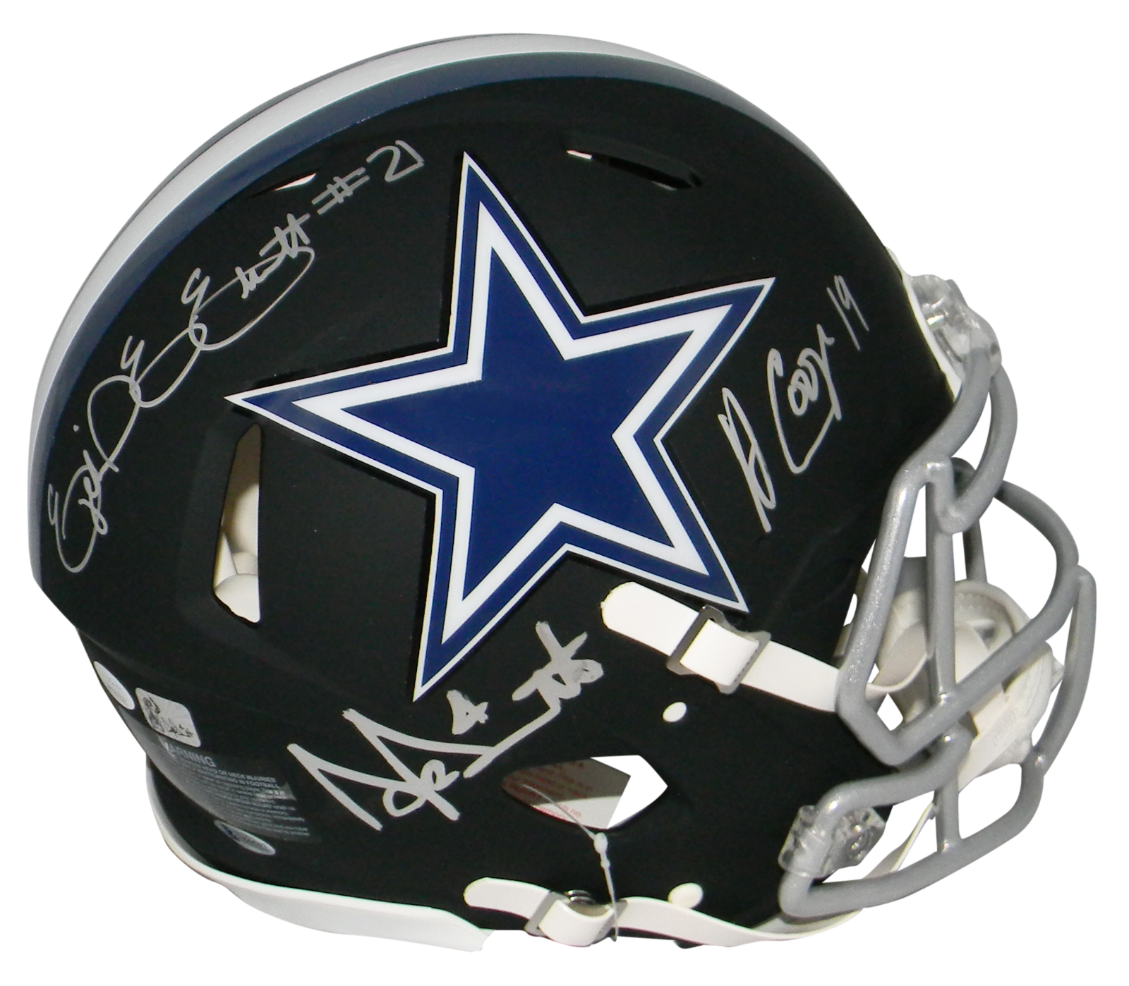 DAK PRESCOTT EZEKIEL ELLIOTT AMARI COOPER SIGNED COWBOYS BLACK AUTHENTIC HELMET 