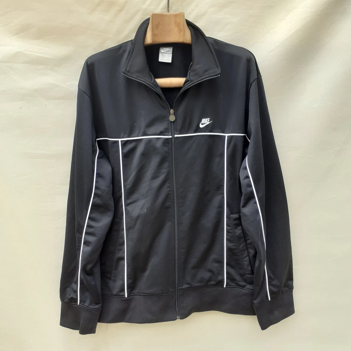 Nike Vintage 00s Track Jacket Men's Extra Large Black White Piping Y2K  Tennis