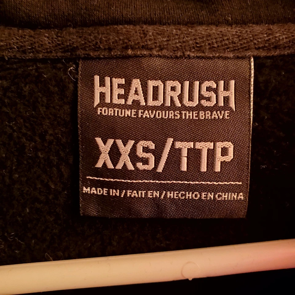 Headrush Black "Death Before Defeat" Hoodie Size XXS - Image 4 of 4