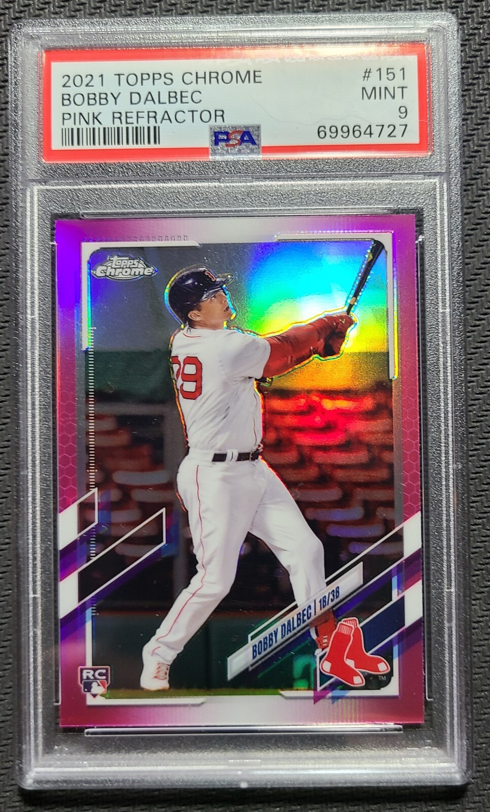 2021 Topps Chrome #151 Bobby Dalbec Pink Refractor Rookie Card PSA 9 Mint